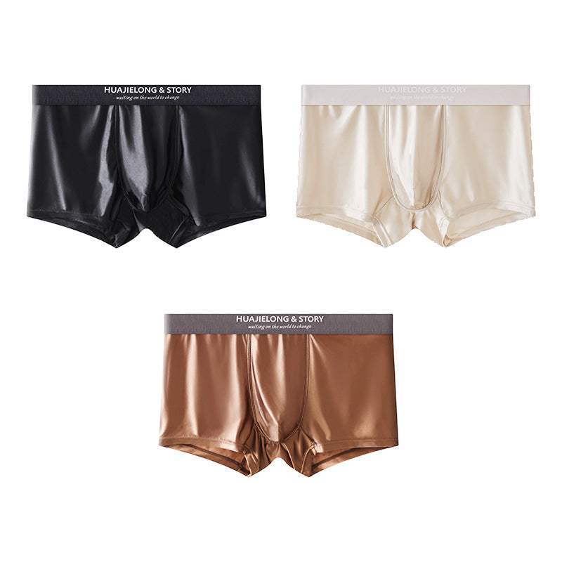Elegant Silk Men's Ice Silk Underwear Mulberry Silk Antimicrobial Men's Boxer Briefs