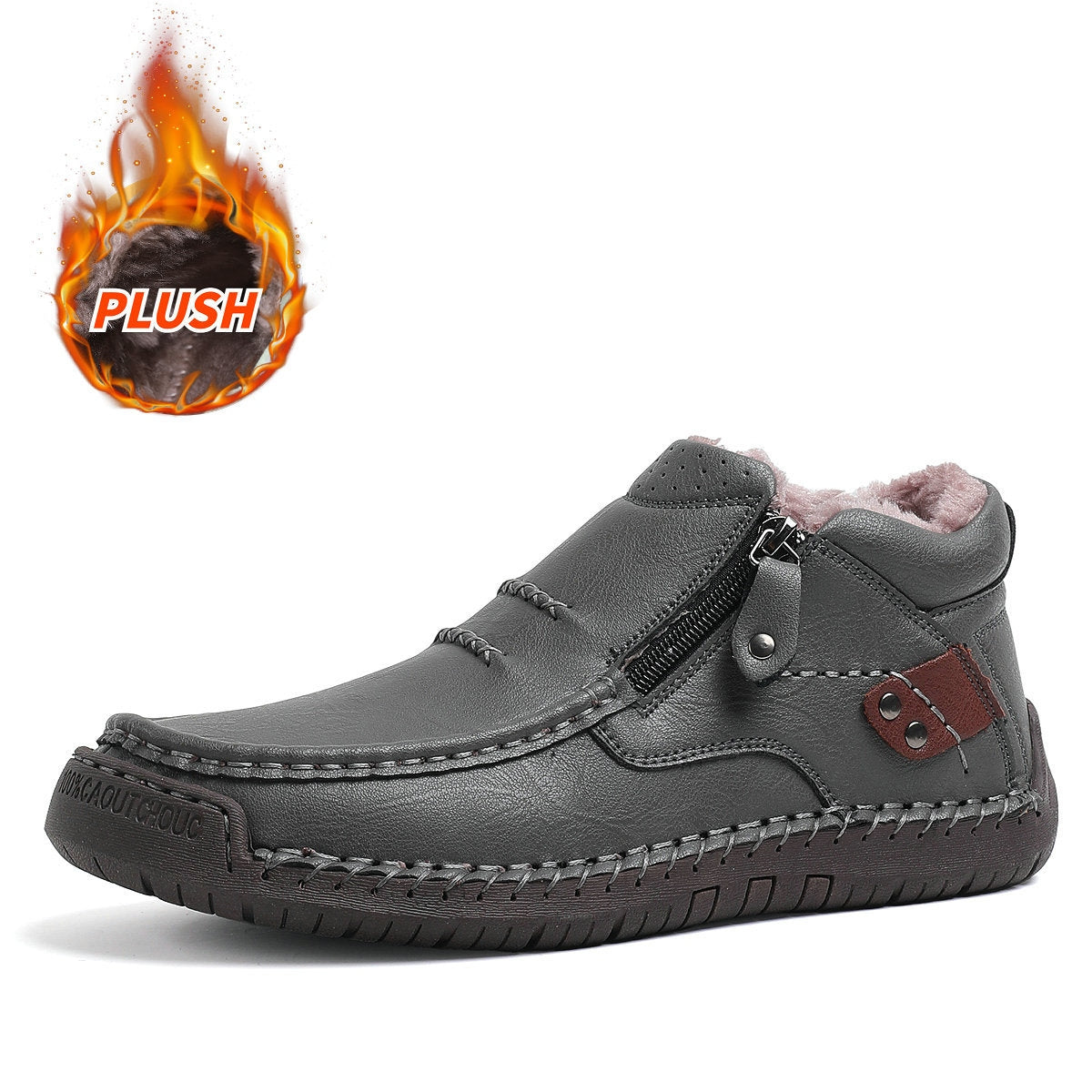 Men's Handmade Leather Boots with Arch Support & Wide Toe Box | Easy Zip Design