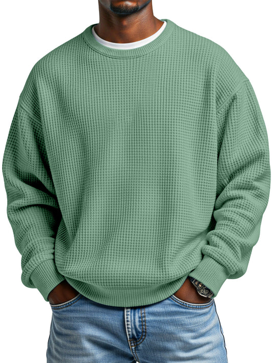 Men's Autumn Simple Waffle Neck Long Sleeve Sweater