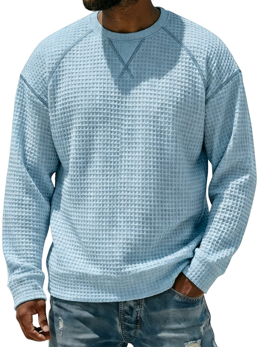 Men's Breathable Waffle Textured Raglan Sleeve Basic Pullover T-shirt