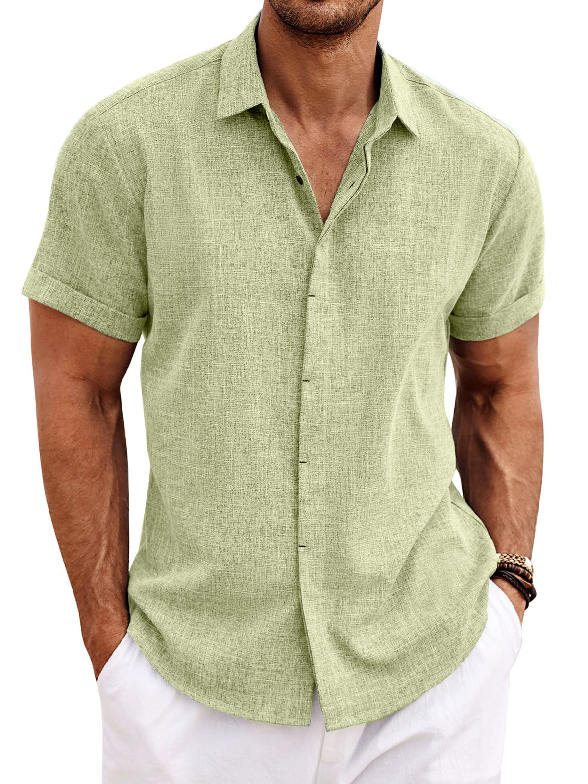 Mokaloha-Men's Cotton Linen Casual Short Sleeve Quality Beach Hawaiian Daily Shirt
