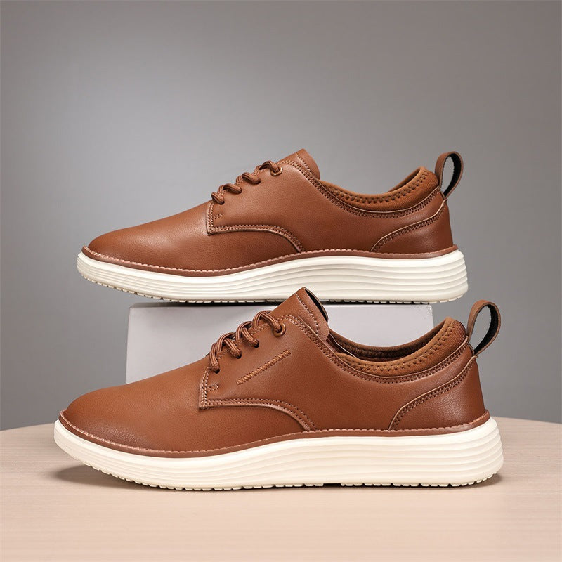 Men’s Comfortable Lace-Up Brogue Sneakers – Genuine Leather, Arch Support, Wide-Toe Fit, Shock-Absorbing Sole for All-Day Comfort