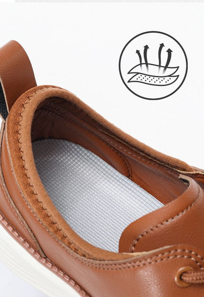 Men’s Comfortable Lace-Up Brogue Sneakers – Genuine Leather, Arch Support, Wide-Toe Fit, Shock-Absorbing Sole for All-Day Comfort