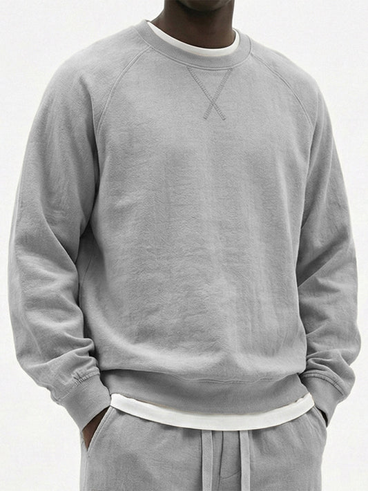 Men's Casual Cotton Embroidered Patchwork Long-Sleeve T-Shirt